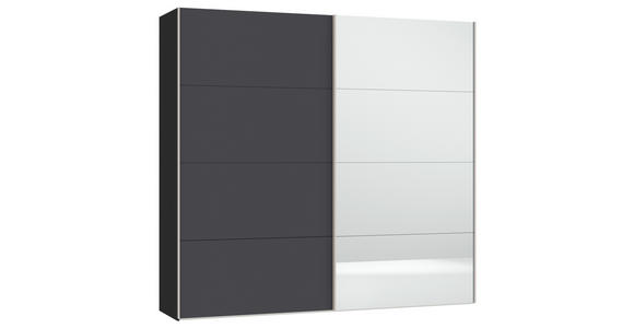 SCHWEBETÜRENSCHRANK  in Anthrazit, Schwarz  - Edelstahlfarben/Anthrazit, Design, Glas/Holzwerkstoff (253/236/65cm) - Carryhome