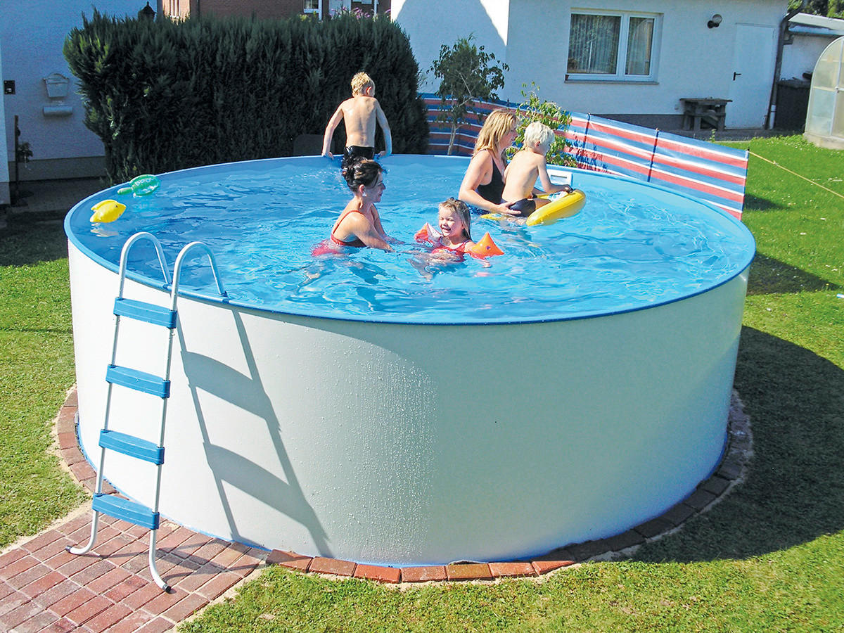 POOL-SET STEELY 01110 450/120 cm  - Blau/Weiß, MODERN, Metall (450/120cm)