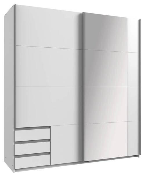 SCHWEBETÜRENSCHRANK 179/198/64 cm 2-türig Weiß - Alufarben/Weiß, Design, Glas/Holzwerkstoff (179/198/64cm) - Boxxx