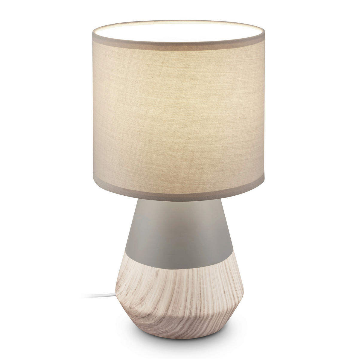 LED ASZTALI LÁMPA - szürke, Basics, textil/fa (18/34cm)