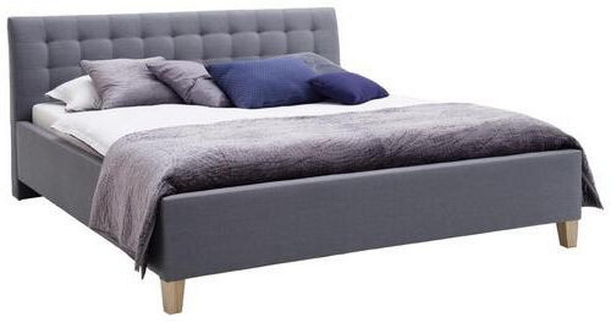 POLSTERBETT 180/200 cm  Grau  - Eichefarben/Grau, Design, Holz/Textil (180/200cm) - Livetastic
