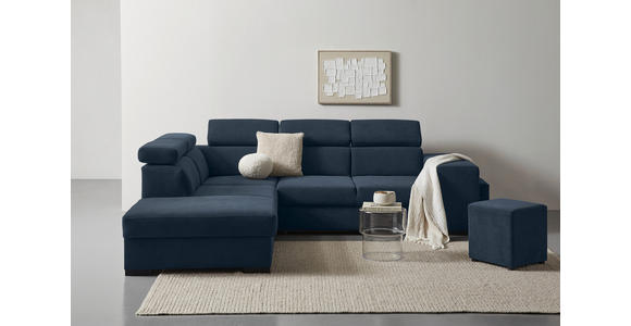 ECKSOFA  in Webstoff Dunkelblau  - Schwarz/Dunkelblau, KONVENTIONELL, Holz/Textil (244/283cm) - Carryhome
