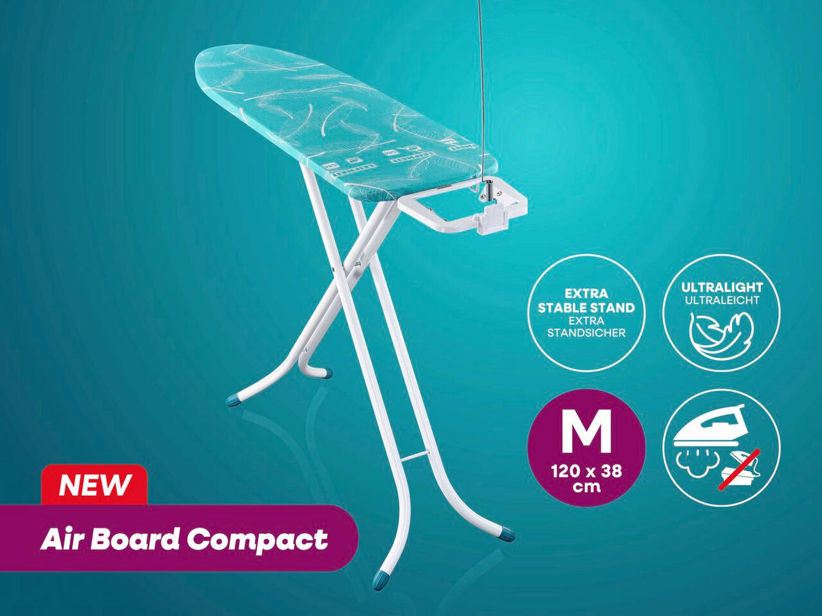 BÜGELBRETT  AIR BOARD M COMPACT  - Türkis, Basics, Textil (141/40/158cm) - Leifheit