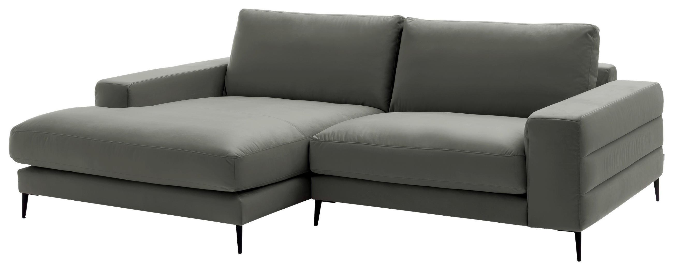 ECKSOFA in Velours Grau  - Schwarz/Grau, Design, Textil/Metall (177/253cm) - Dieter Knoll
