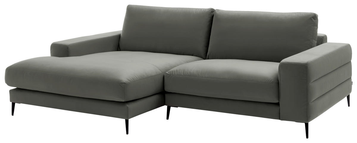 ECKSOFA in Velours Grau  - Schwarz/Grau, Design, Textil/Metall (177/253cm) - Dieter Knoll