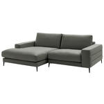 ECKSOFA in Velours Grau  177/253 cm  - Schwarz/Grau, Design, Textil/Metall (177/253cm) - Dieter Knoll