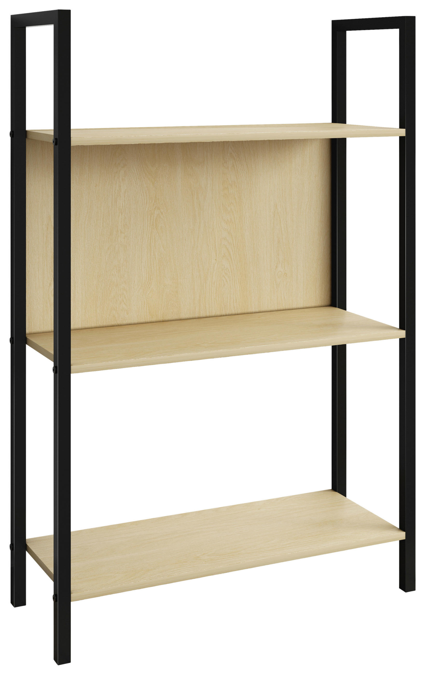 STANDREGAL Schwarz, Honigeiche  - Honigeiche/Schwarz, Design, Holzwerkstoff/Metall (56/100/24cm) - MID.YOU
