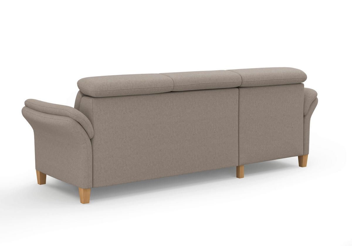 ECKSOFA GLENDALE E Taupe Flachgewebe  - Taupe/Eichefarben, KONVENTIONELL, Holz/Textil (166/253cm) - Sit & More