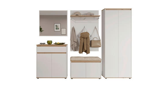 GARDEROBE  in 263,5/193/41,4 cm  - Weiß/Eiche Artisan, MODERN, Holzwerkstoff (263,5/193/41,4cm) - Carryhome