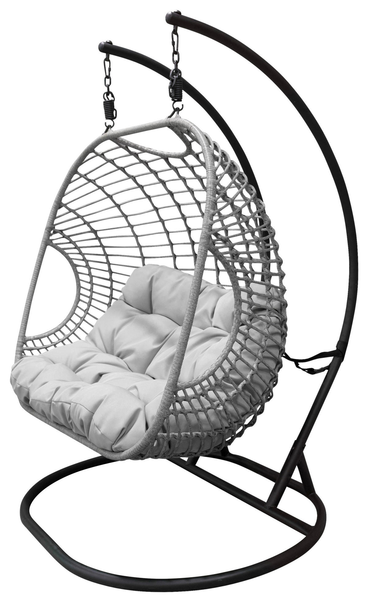 HÄNGESESSEL 133/196/105 cm  - Hellgrau/Schwarz, KONVENTIONELL, Kunststoff/Metall (133/196/105cm) - Gardenson
