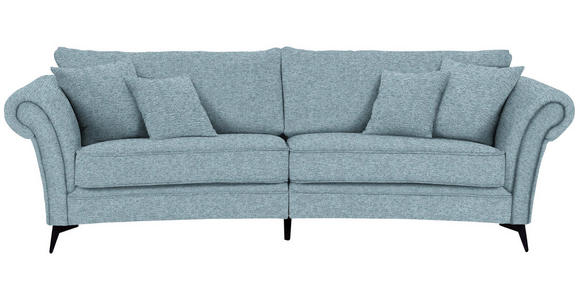 MEGASOFA Flachgewebe Graublau  - Graublau/Schwarz, ROMANTIK / LANDHAUS, Textil/Metall (273/79/125cm) - Landscape