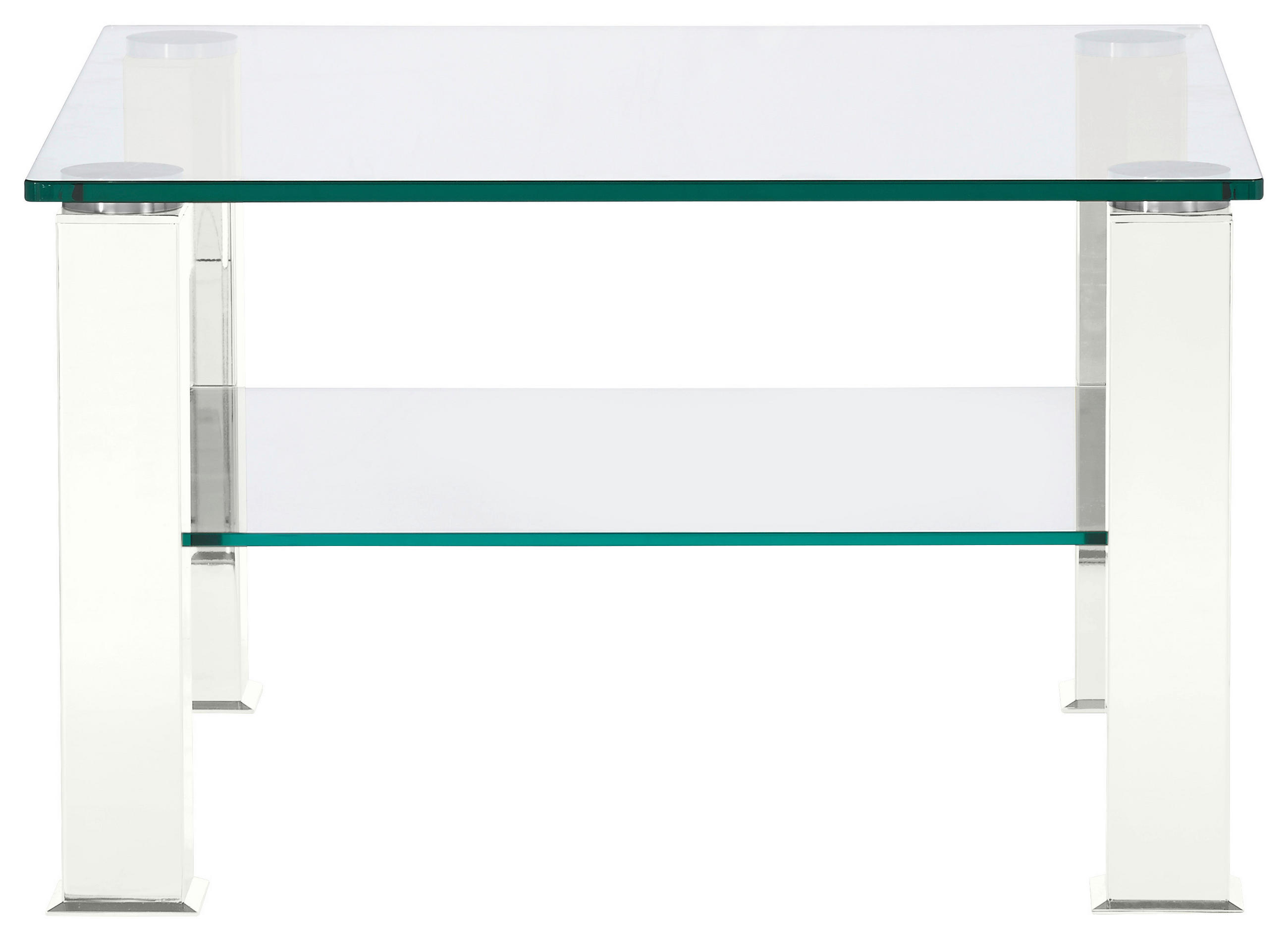 COUCHTISCH Kristallglas 75/75/43 cm quadratisch Weiß  - Weiß, Design, Glas/Kunststoff (75/75/43cm)