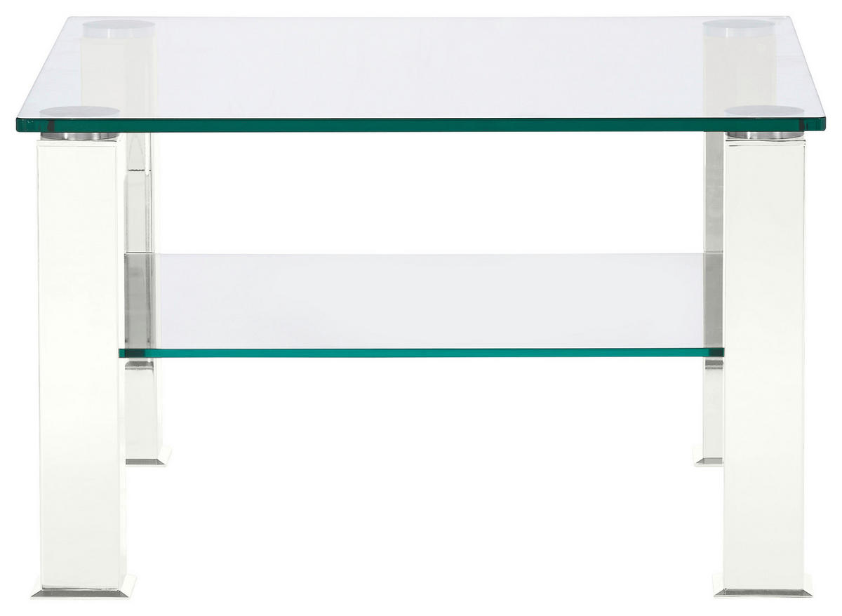 COUCHTISCH in Metall, Glas 75/75/43 cm  - Weiß, Design, Glas/Kunststoff (75/75/43cm)