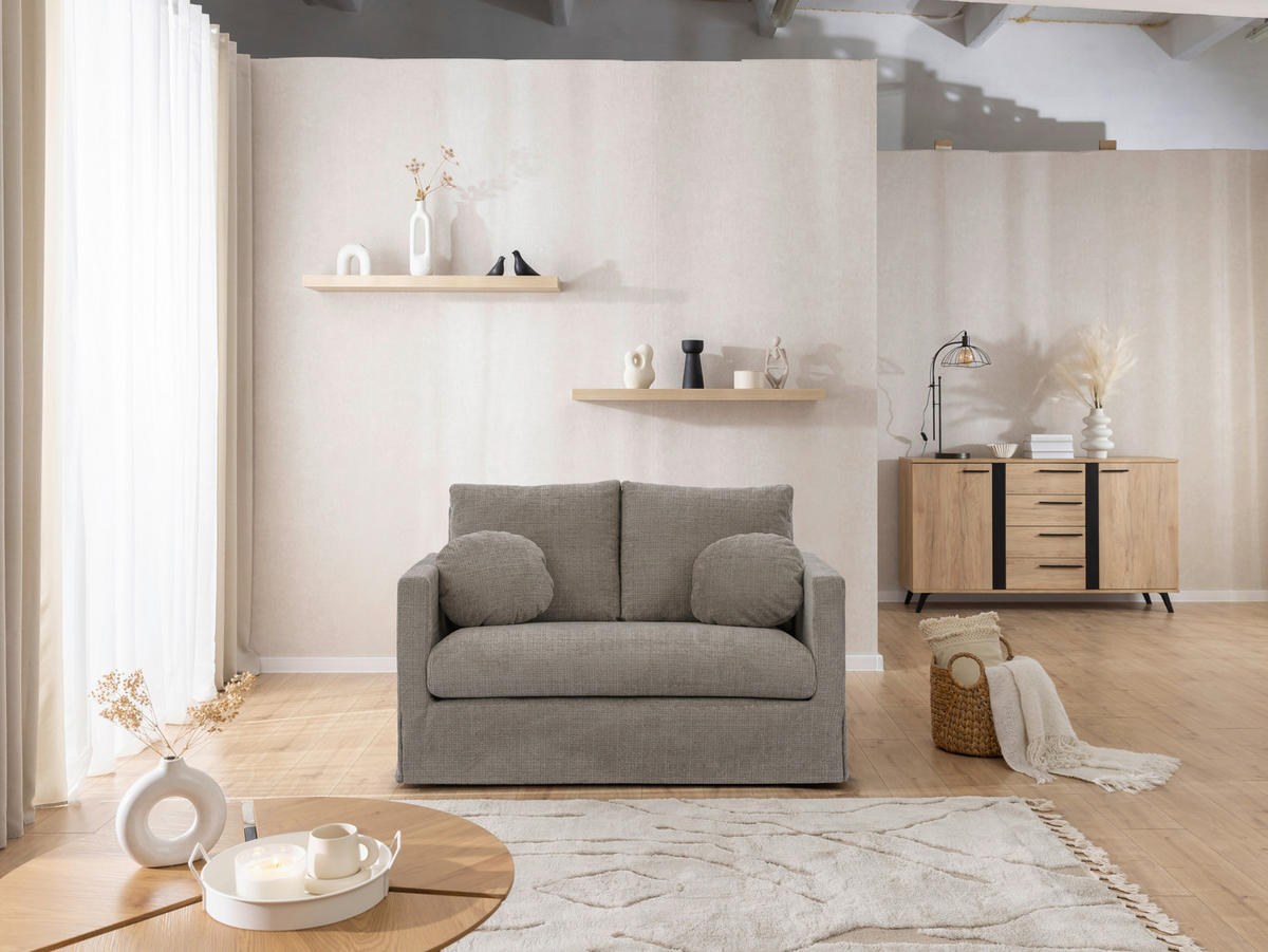 2-SITZER-SOFA PAPHOS in Chenille Braun  - Schwarz/Braun, Design, Kunststoff/Textil (140/89/95cm) - P & B