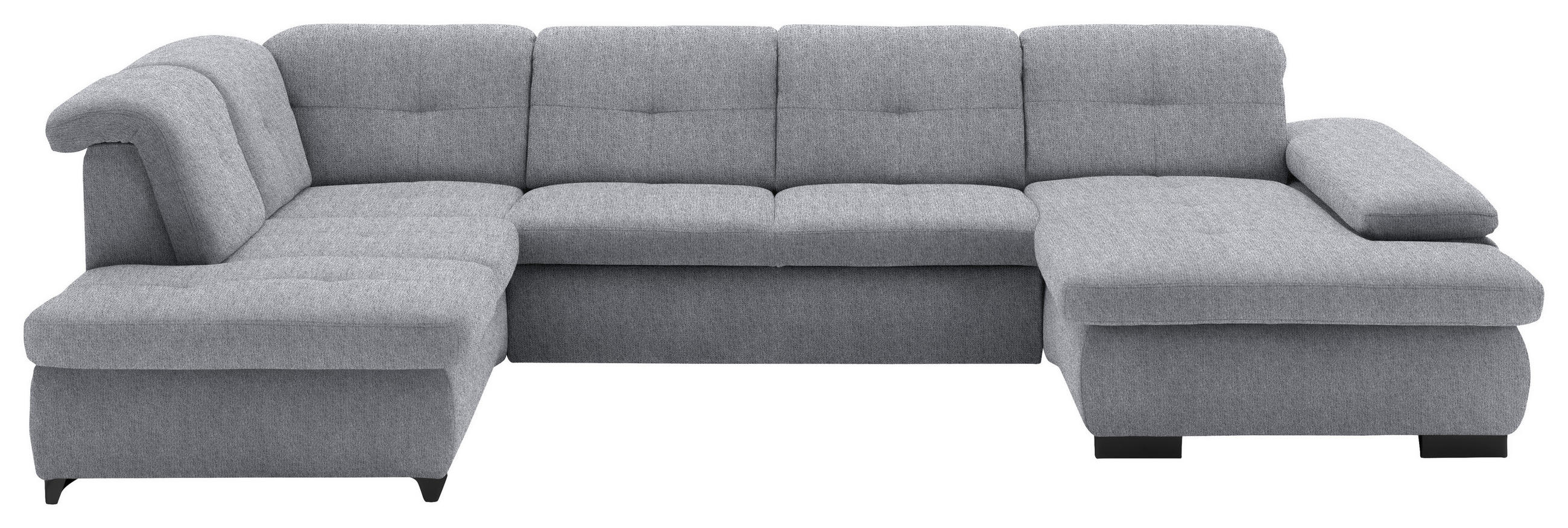 WOHNLANDSCHAFT Grau Webstoff  - Schwarz/Grau, Design, Textil/Metall (210/339/174cm) - Beldomo Style