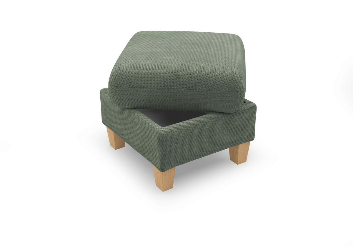 HOCKER Flachgewebe Dunkelgrün  - Dunkelgrün/Eichefarben, KONVENTIONELL, Holz/Textil (58/48/58cm) - Sit & More
