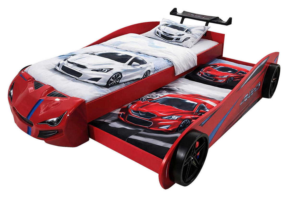 AUSZIEHBETT 90/200 cm  in Rot  - Rot/Schwarz, KONVENTIONELL, Holz/Holzwerkstoff (90/200cm) - Xora