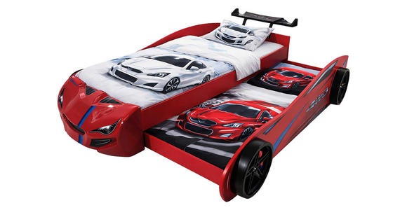 AUSZIEHBETT 90/200 cm  in Rot  - Rot/Schwarz, KONVENTIONELL, Holz/Holzwerkstoff (90/200cm) - Xora