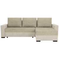 ECKSOFA Beige Flachgewebe, Struktur  - Beige/Schwarz, Design, Kunststoff/Textil (252/155cm) - Livetastic