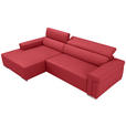 ECKSOFA DUA in Echtleder Rot  170/293 cm  - Chromfarben/Rot, Design, Leder/Metall (170/293cm) - Novel