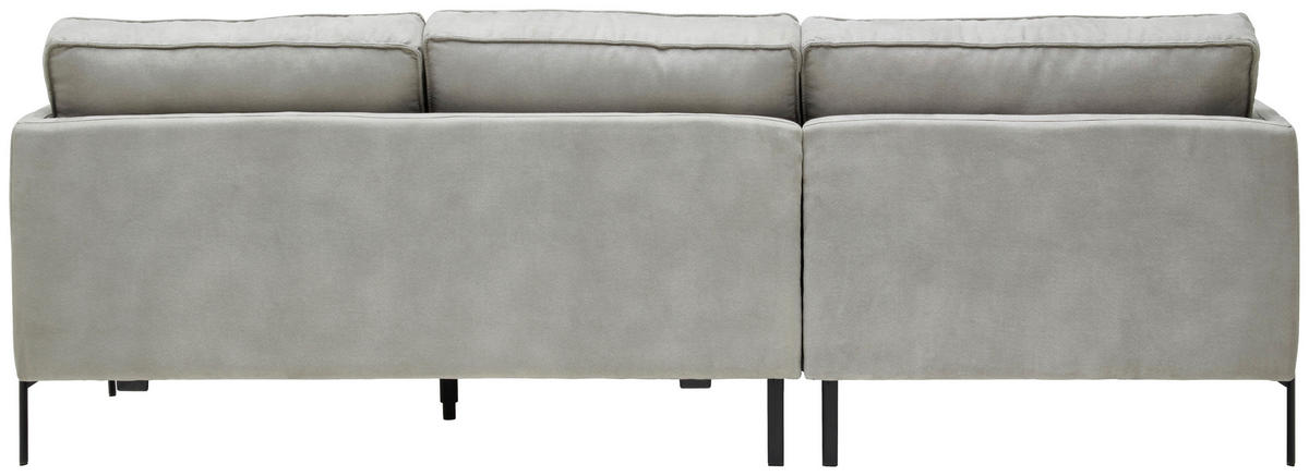 ECKSOFA in Flachgewebe Hellgrau  - Hellgrau/Schwarz, Trend, Textil/Metall (154/232cm) - Livetastic