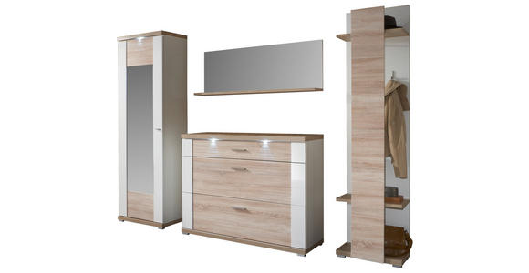 GARDEROBE 4-teilig  in 263,5/206,6/41,6 cm  - Eichefarben/Weiß, Design, Holzwerkstoff (263,5/206,6/41,6cm) - Xora