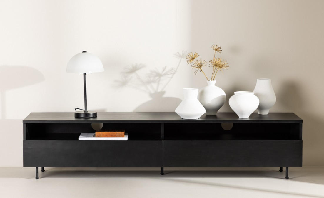 TV-BÄNK 160/40/40 cm  - svart, Design, metall/trämaterial (160/40/40cm) - Best Price