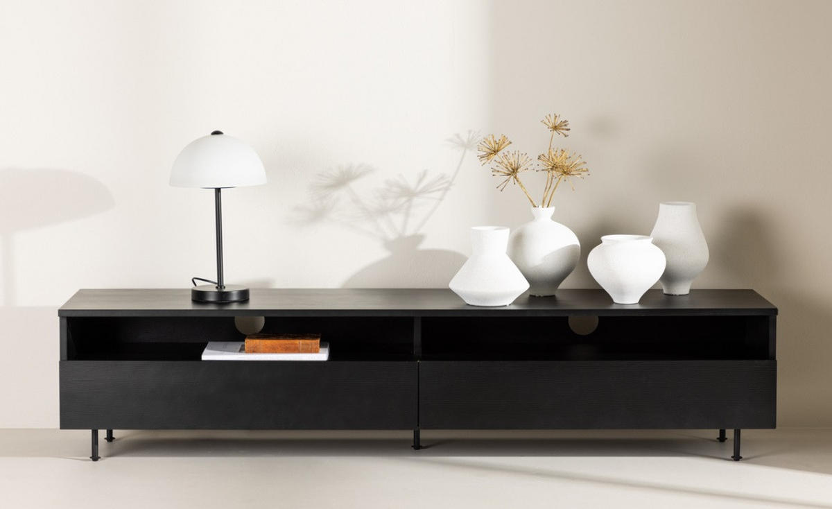 TV-BÄNK 160/40/40 cm  - svart, Design, metall/trämaterial (160/40/40cm) - Best Price