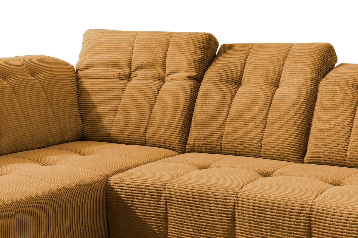 ECKSOFA in Cord Goldfarben  - Goldfarben/Schwarz, Modern, Textil/Metall (200/261cm) - Livetastic