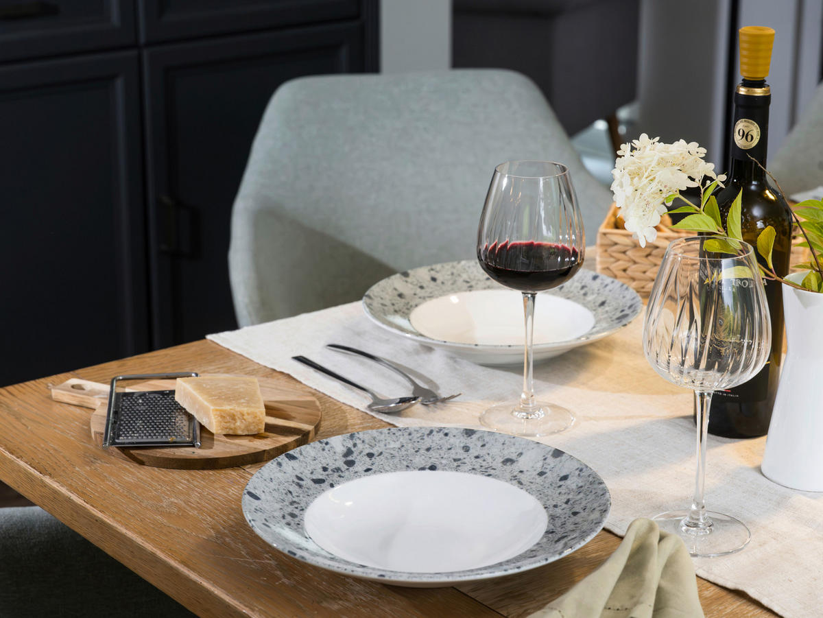 PASTATELLER Grau, Weiß Stone Collection Florenz 4-teilig  - Weiß/Grau, Basics, Keramik - Creatable