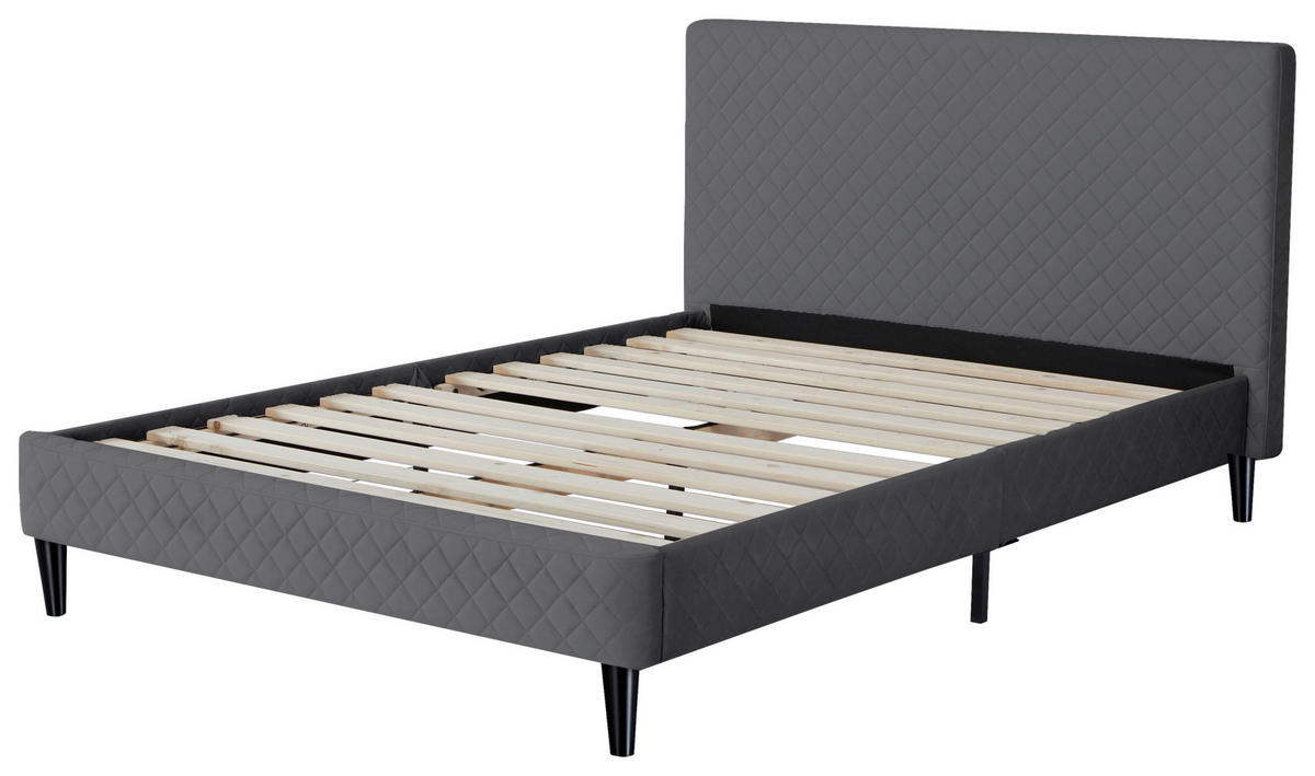 POLSTERBETT Lattenrost 140/200 cm  in Grau  - Schwarz/Naturfarben, Design, Holz/Kunststoff (140/200cm) - Boxxx