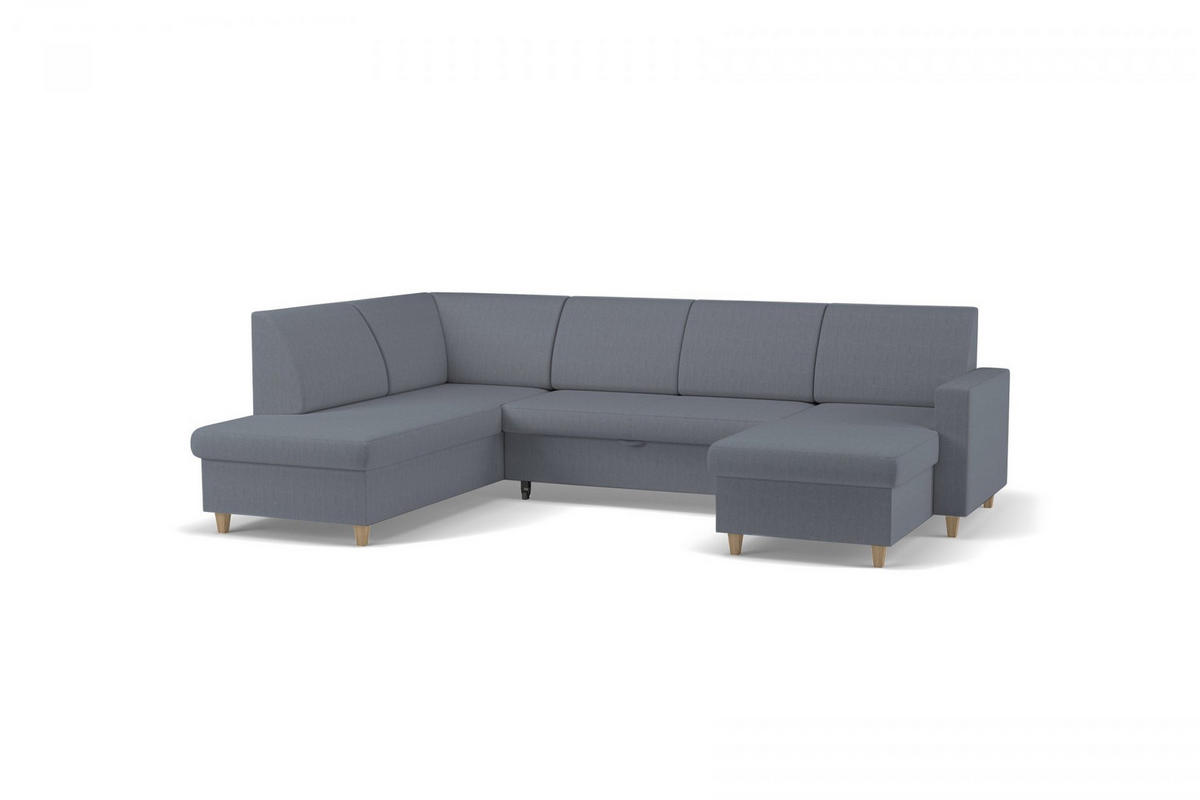 WOHNLANDSCHAFT NIKAS Grau Bouclé  - Buchefarben/Grau, Design, Holz/Textil (310/198/145cm) - MID.YOU