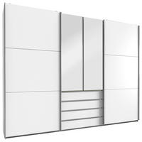 SCHWEBETÜRENSCHRANK Silberfarben, Weiss  - Chromfarben/Weiss, Modern, Holzwerkstoff/Metall (300/236/65cm) - MID.YOU