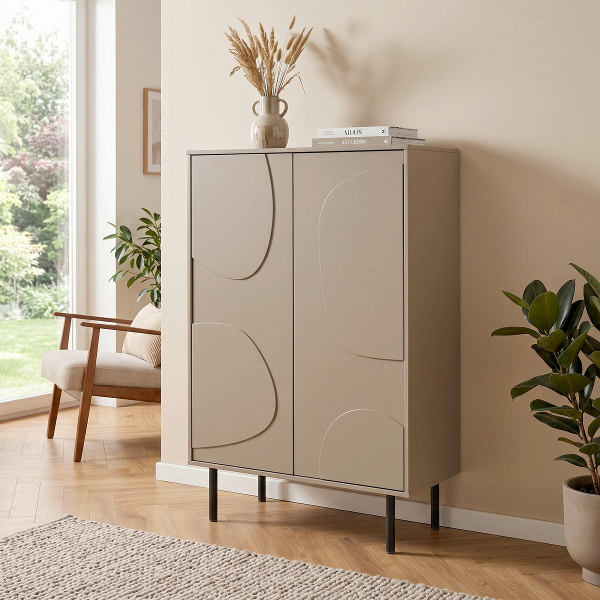 KOMMODE Cadiz, 85/135/40 cm,  - Schlammfarben/Schwarz, Design, Holz/Metall (85/135/40cm) - Livetastic