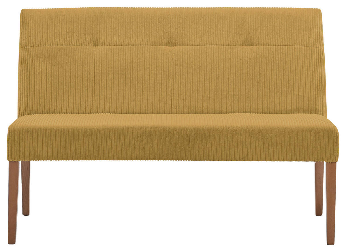SITZBANK 140/92/66 cm  in Buchefarben, Currygelb  - Currygelb/Buchefarben, KONVENTIONELL, Holz/Textil (140/92/66cm) - home24