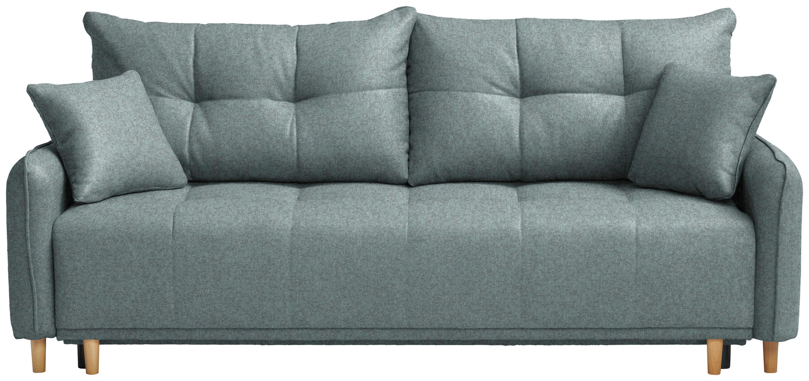 SCHLAFSOFA  in Chenille Mintgrau  - Mintgrau/Buchefarben, Design, Holz/Textil (217/97/101cm) - Carryhome