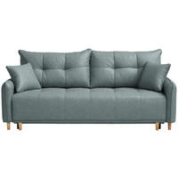 SCHLAFSOFA  in Chenille Mintgrau  - Mintgrau/Buchefarben, Design, Holz/Textil (217/97/101cm) - Carryhome