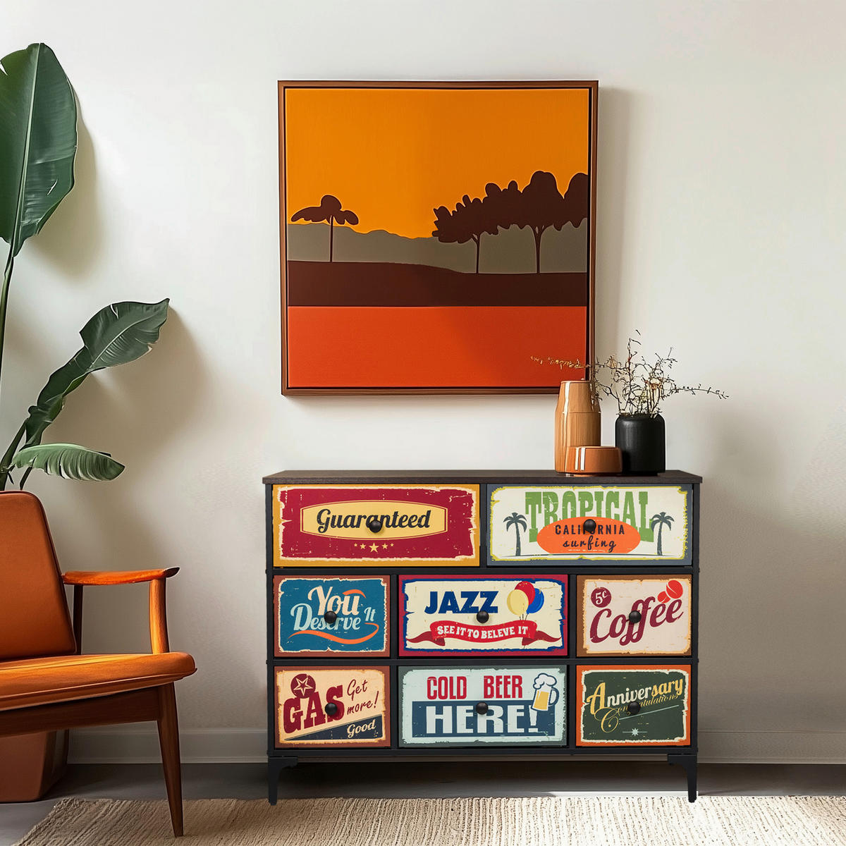 KOMMODE  in  - Multicolor/Schwarz, MODERN, Holzwerkstoff/Textil (102,5/77,5/30cm) - MID.YOU