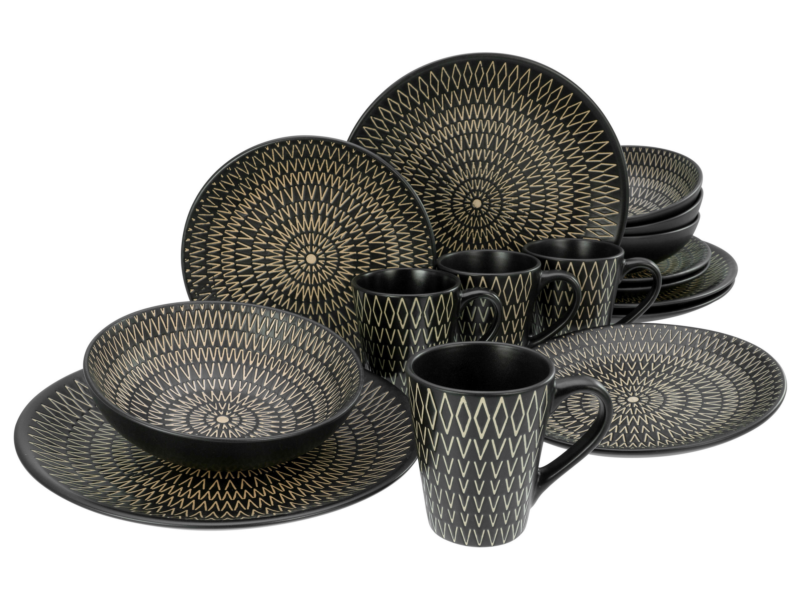 KOMBISERVICE 16-teilig - Goldfarben/Schwarz, Trend, Keramik (34,00/32,00/33,00cm) - Creatable