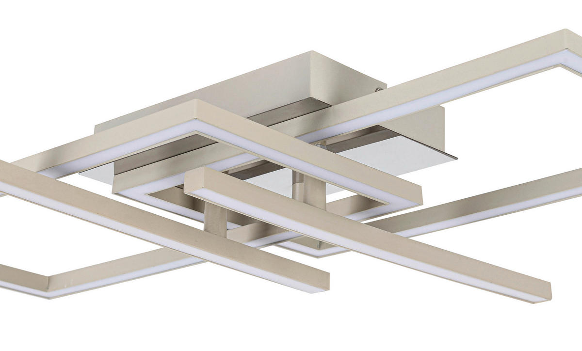 STROPNÍ LED SVÍTIDLO, 50/43/7,6 cm - barvy chromu/pískové barvy, Basics, kov/plast (50/43/7,6cm) - Novel