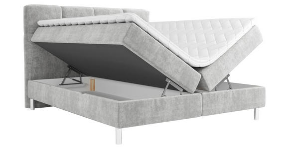 BOXBETT 180/200 cm in Hellgrau - Chromfarben/Hellgrau, Design, Holz/Holzwerkstoff (180/200cm) - Esposa