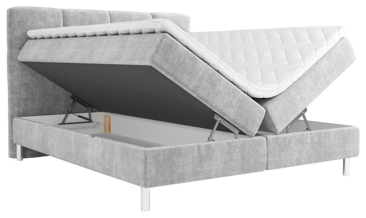 BOXBETT 180/200 cm  in Hellgrau  - Chromfarben/Hellgrau, Modern, Holz/Holzwerkstoff (180/200cm) - Esposa