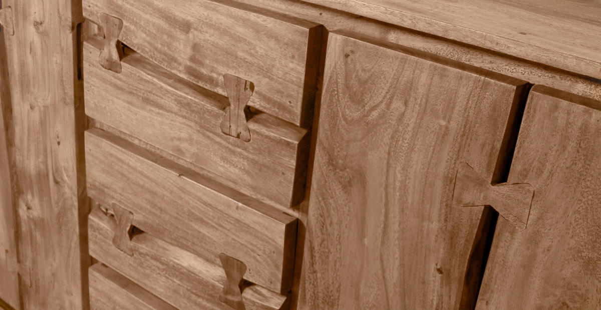 SIDEBOARD  200/80/40 cm 3 Schublade(n)  - Schwarz/Naturfarben, Design, Holz/Metall (200/80/40cm) - MID.YOU