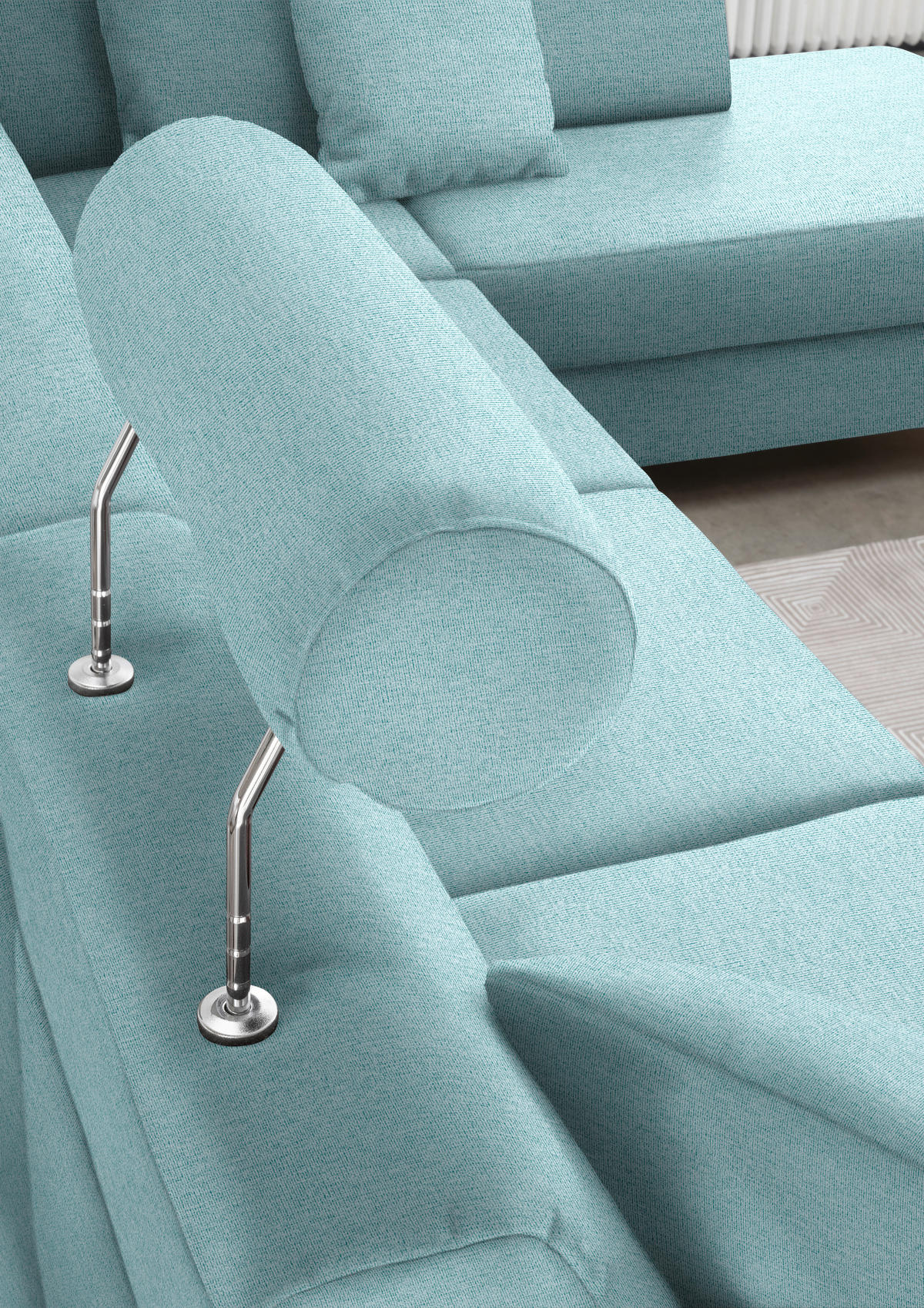 WOHNLANDSCHAFT in Webstoff Türkis  - Türkis/Schwarz, Design, Holz/Textil (165/296/198cm) - Xora