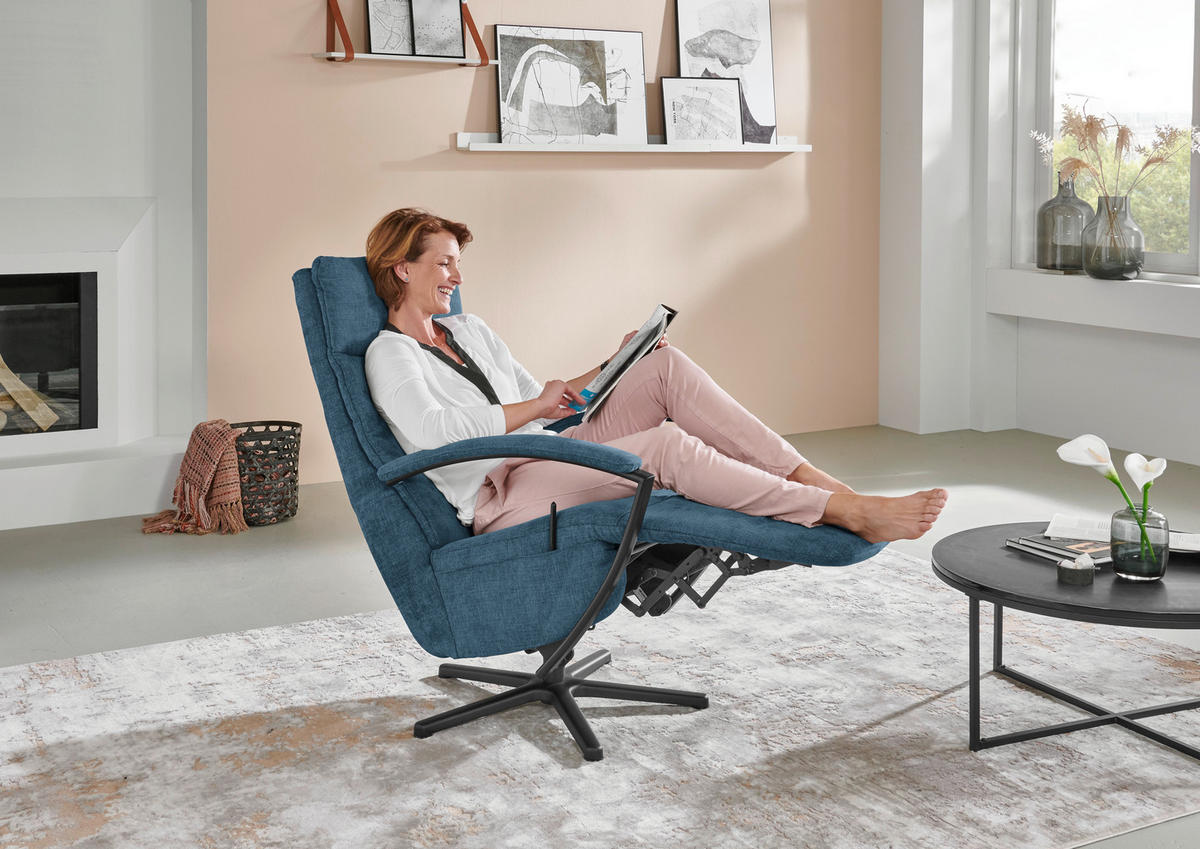 RELAXSESSEL in Textil Blau  - Blau/Schwarz, Design, Textil/Metall (76/110/83cm) - Beldomo Speed