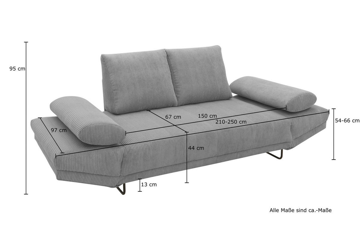 SCHLAFSOFA in Cord, Mikrofaser Creme  - Creme/Schwarz, Design, Textil/Metall (210/95/97cm) - MID.YOU