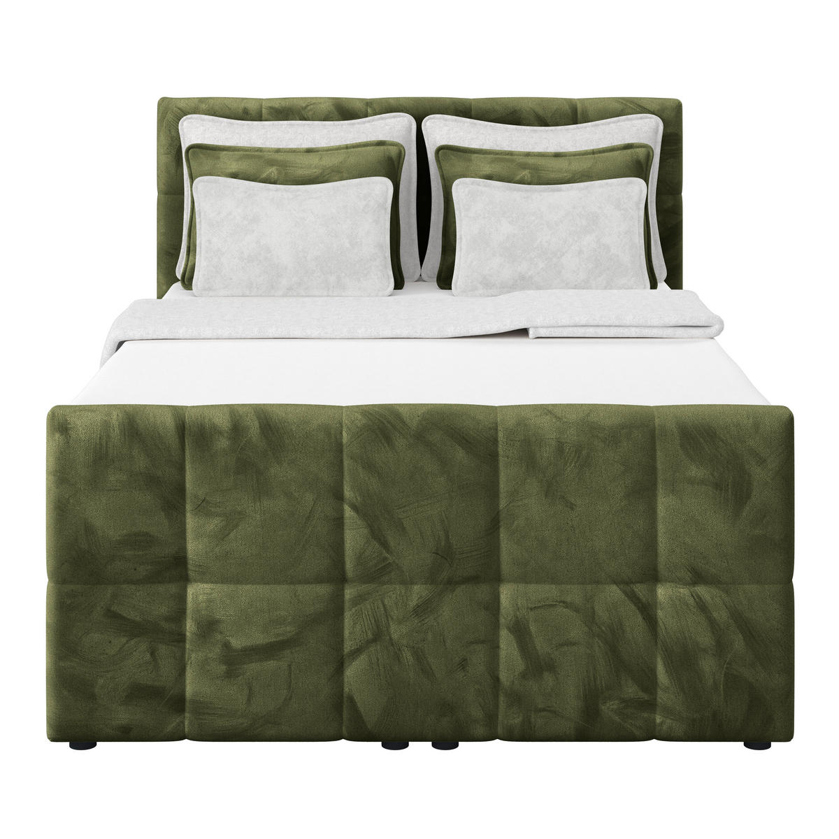 BOXSPRINGBETT 140/200 cm,  in Dunkelgrün, gepolstertes Kopfteil, Bettkasten, Topper, Matratzen, H2 + H2 = mittel  - Dunkelgrün, KONVENTIONELL, Holz/Holzwerkstoff (140/200cm) - Luca Bessoni