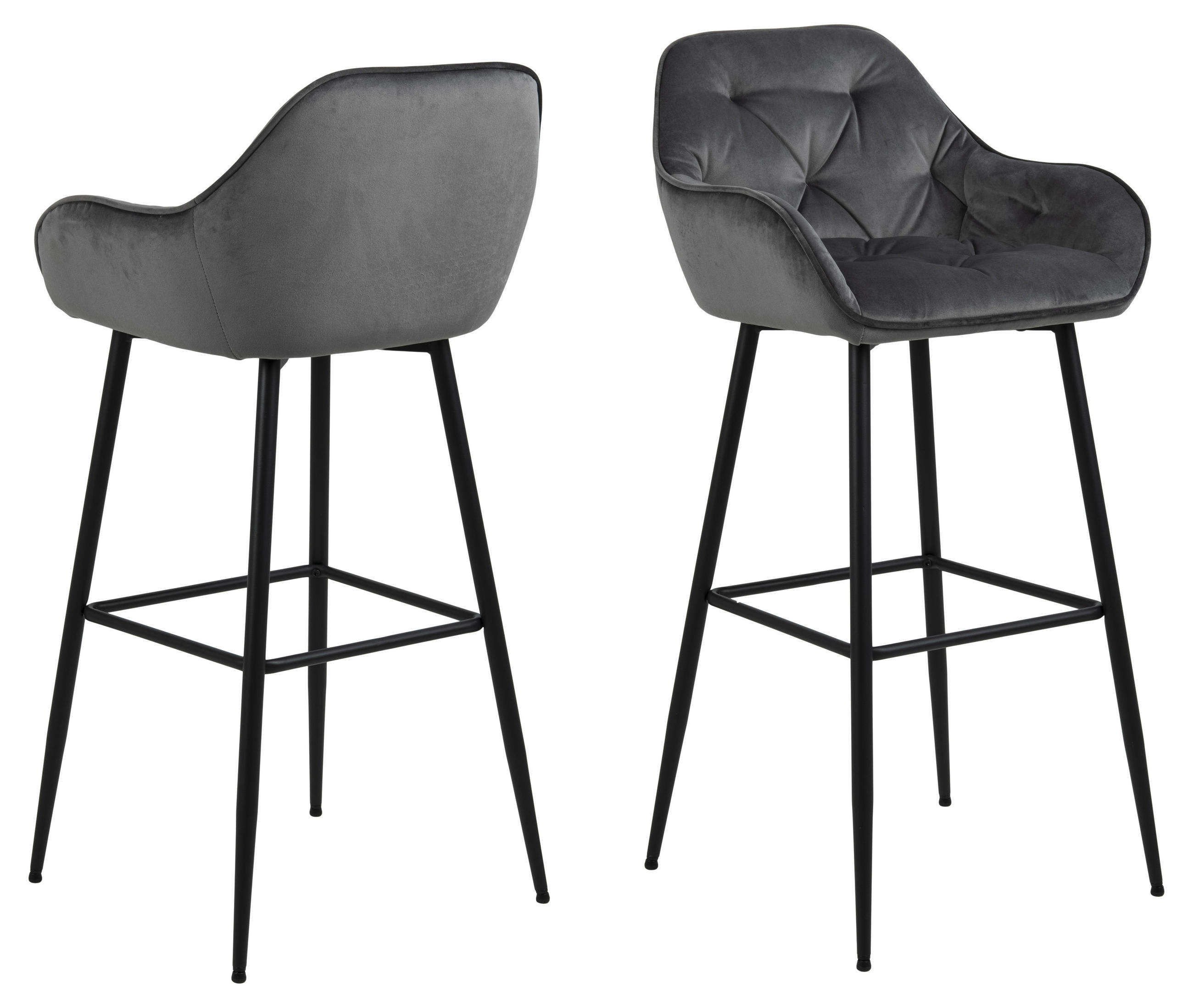 TABURET DE BAR in metal, textil negru, gri închis  - gri închis/negru, Konventionell, metal/textil (55/103,5/52cm) - Livetastic