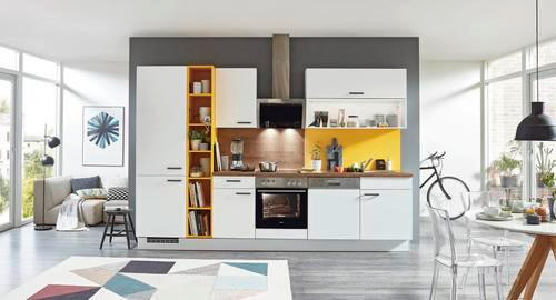 KUCHYŇSKÁ LINKA SILVIO 320 - bílá/barvy dubu, Design, kompozitní dřevo (320cm) - Celina