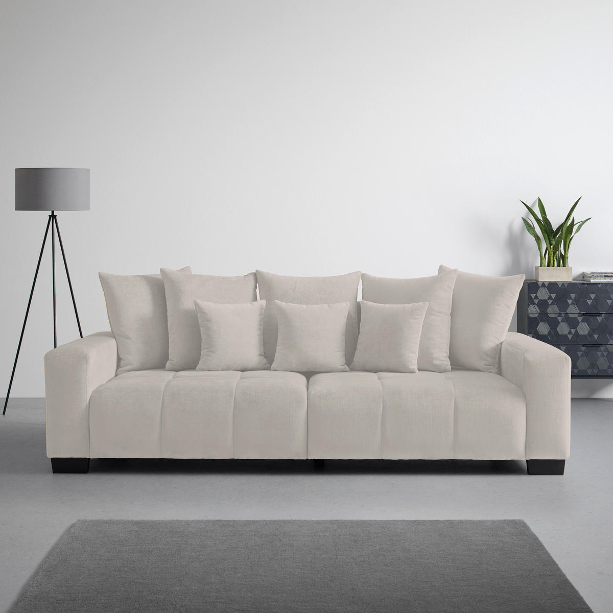 BIG SOFFA i cremefärgad  - svart/cremefärgad, Modern, trä (246/93/124cm) - MID.YOU